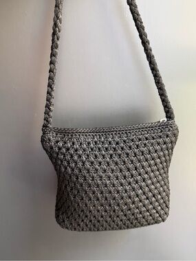 Lina Crocheted Crossbody Bag in Black